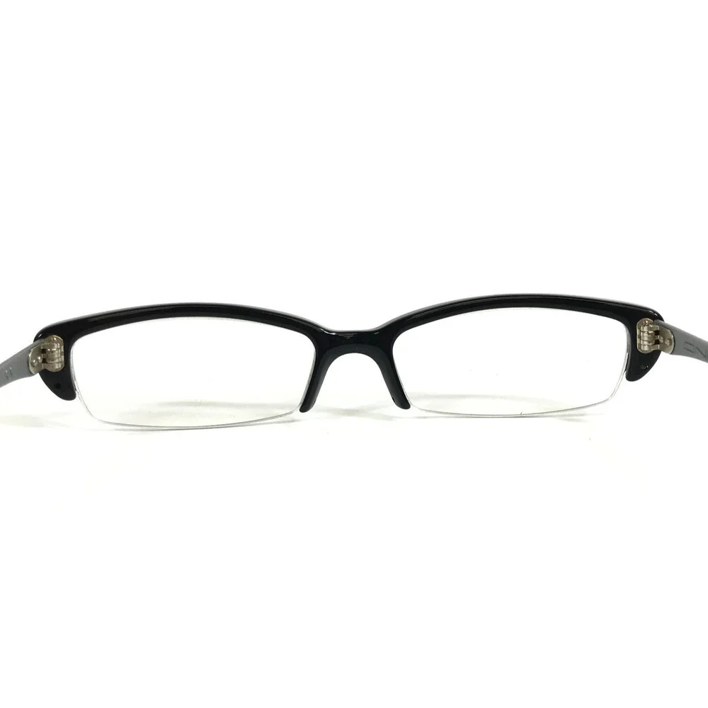 Onkel Eyeglasses Frames Spyk Col 01 Black Silver Rectangle Half Rim 50-16-140